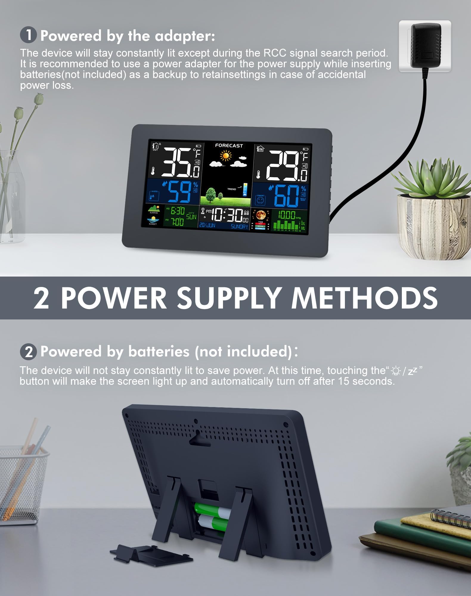 Grilza Weather Station moon phase display adds celestial context