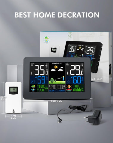 Grilza Weather Station moon phase display adds ambiance for evenings