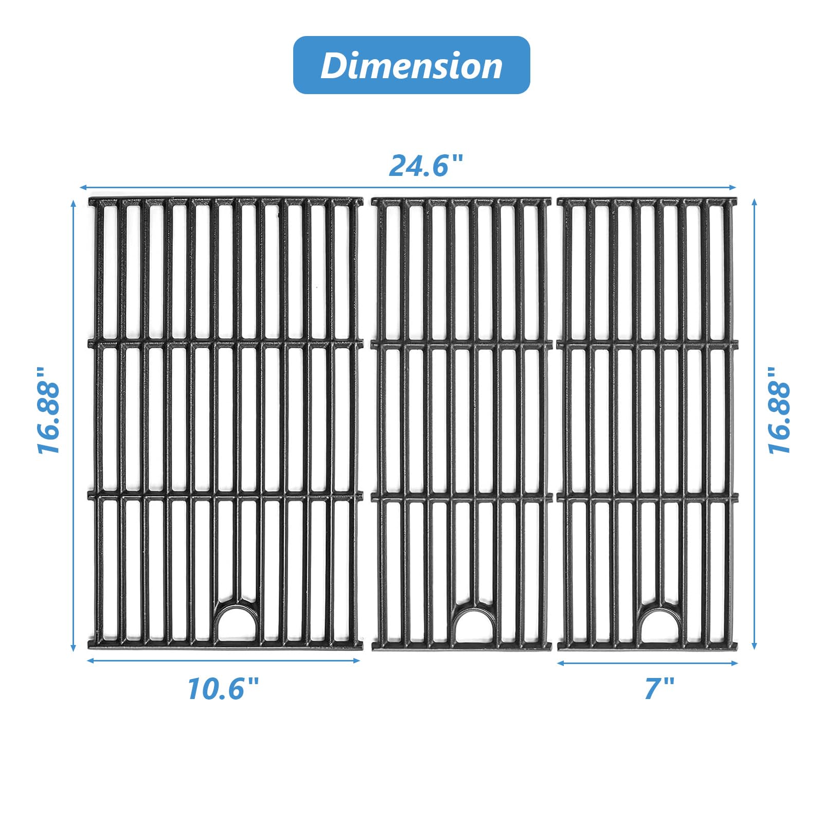Grimate 17x7 small grate close view, even heat across the cooking surface.