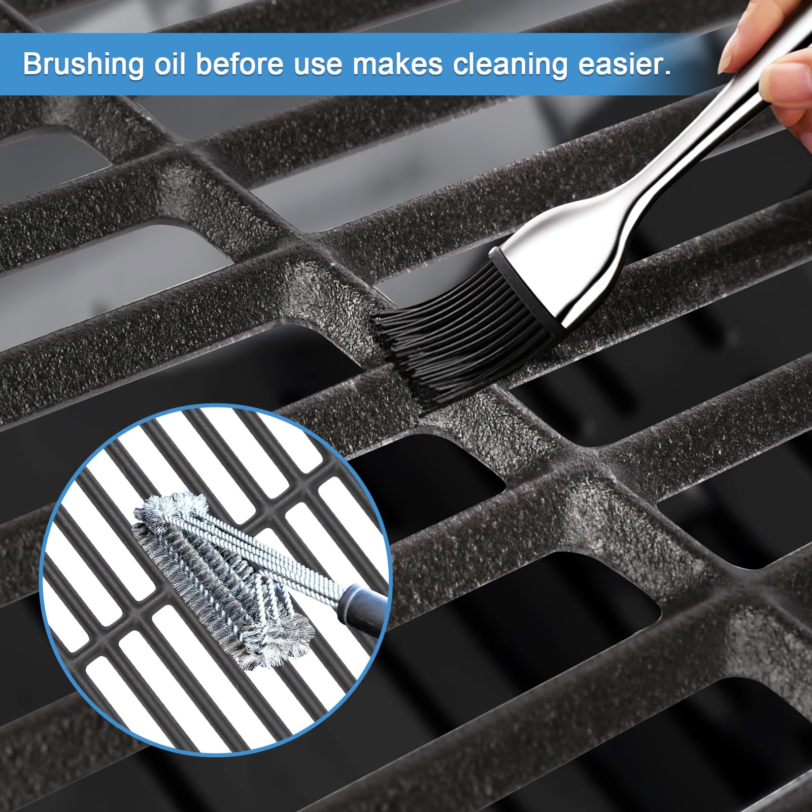 Grimate three-pack packaging of grates for flexible grill configurations.