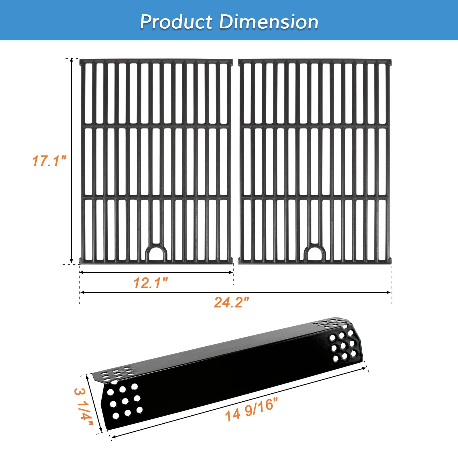 Grimate Nexgrill 720-0925P heat plate: protects burners and promotes even cooking.