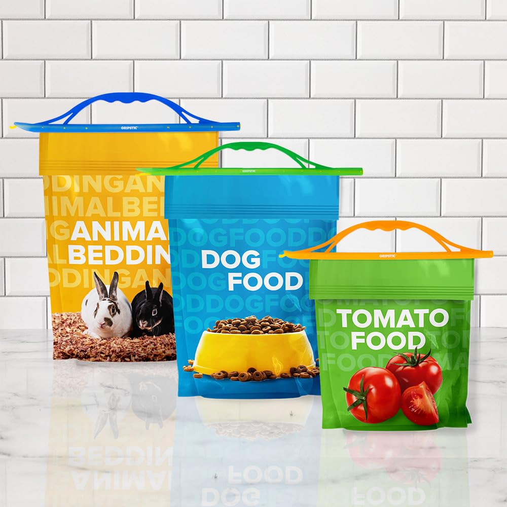 GripStic heavy-duty handle set with 14-17 inch clip for secure bag sealing.