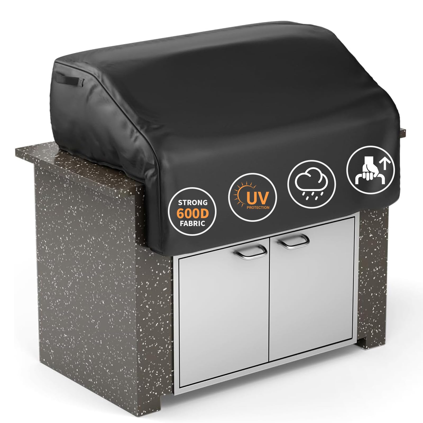 Grisun 32-inch built-in grill cover on Bull 45005 protects from rain and sun.