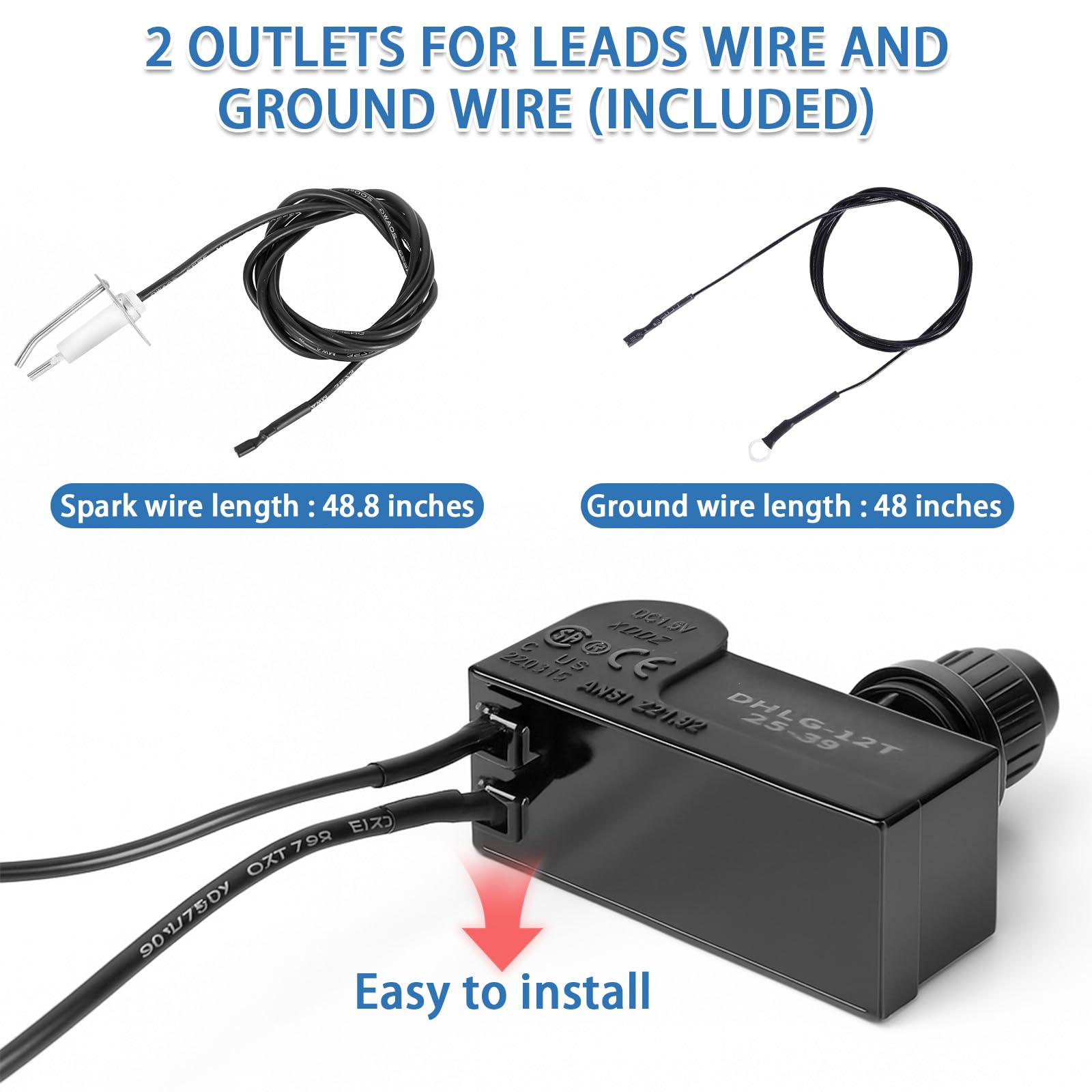 GRISUN 48-inch ignition cable and leads arranged for a burner