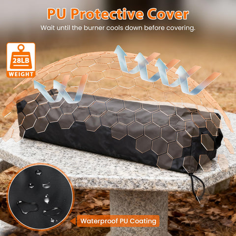 GRISUN fire pit waterproof cover protects from dust and rain when not in use.
