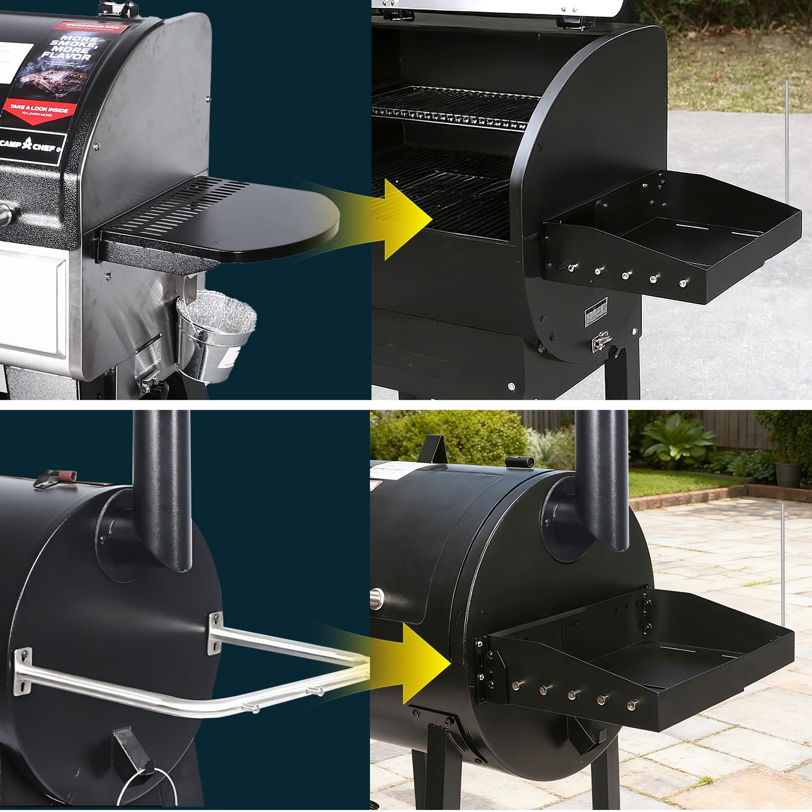 GRISUN foldable support stores neatly, preserving grill cover clearance.