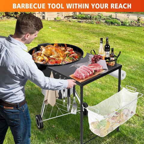 GRISUN paper towel and trash bag holders simplify in-grill cleanup.
