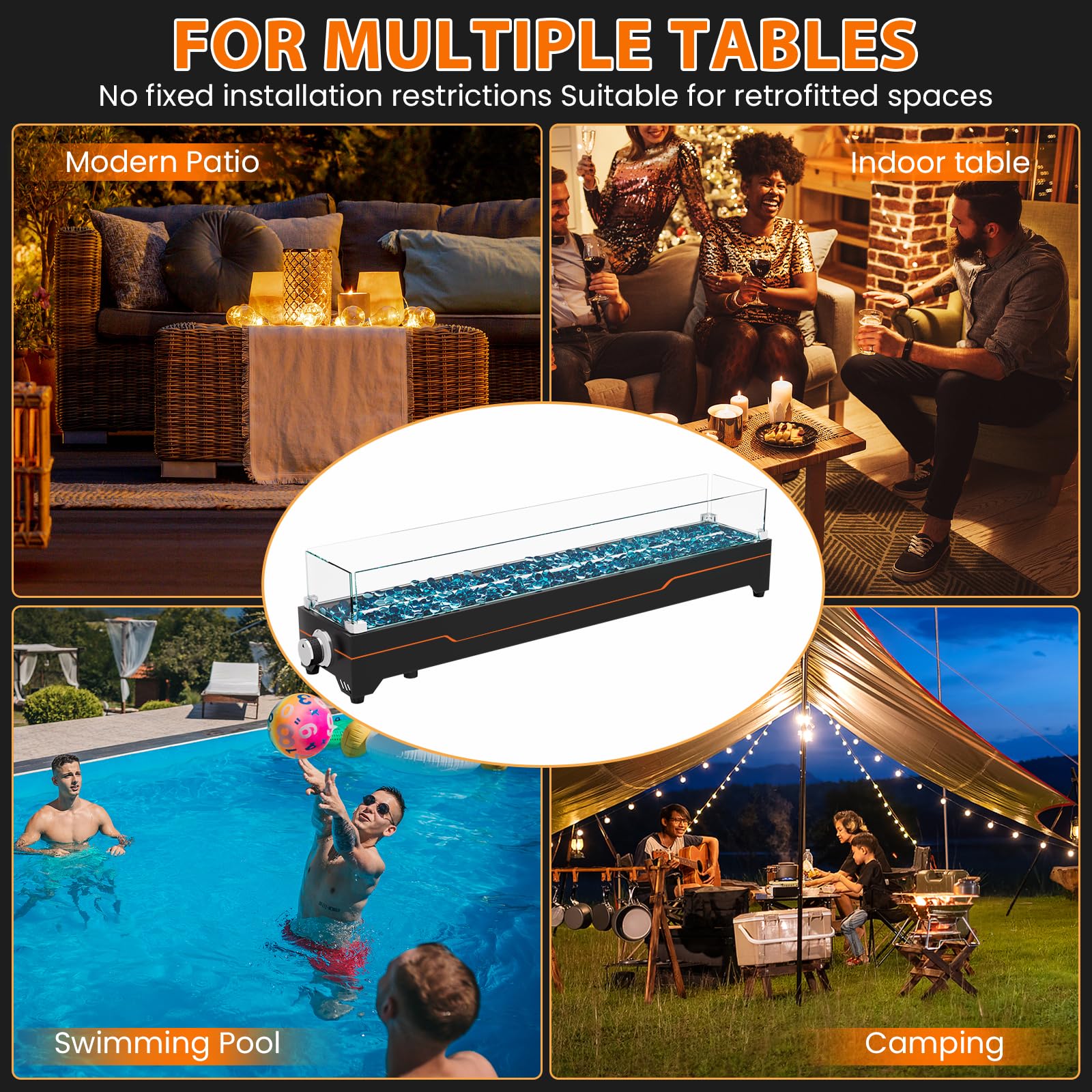 GRISUN propane-fire pit works with standard 20 lb tanks for easy fueling.