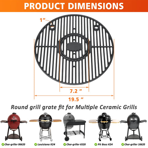 GRISUN enamel-coated cast iron grate delivers non-stick surface and steady heat.