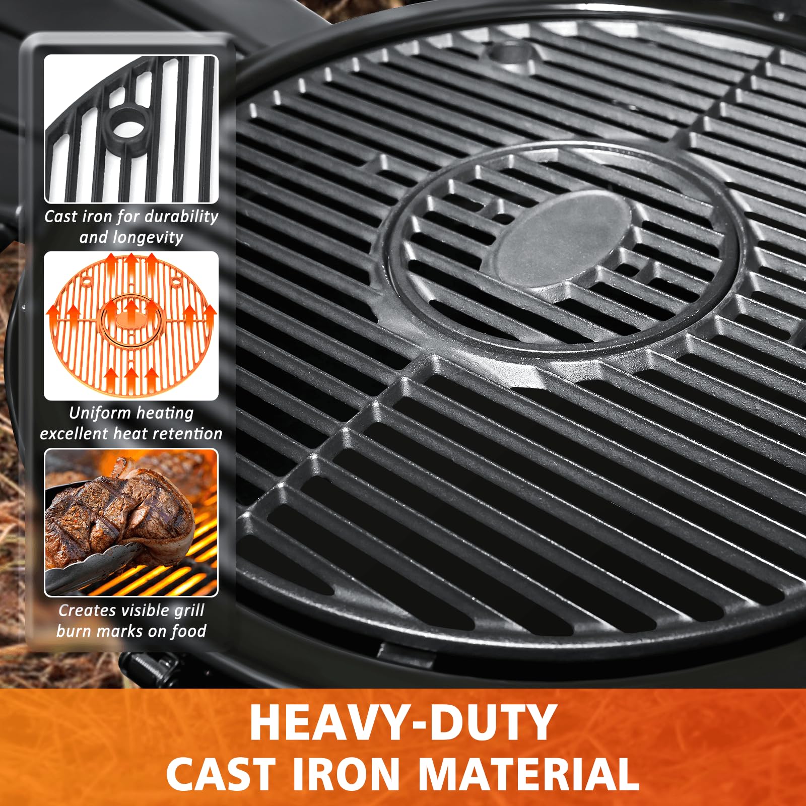 GRISUN Compatible with 20-inch kettles like Akorn and Pit Boss K24.