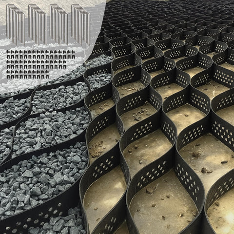 GRITSPIKE 40ft gravel grid laid on driveway for added stability
