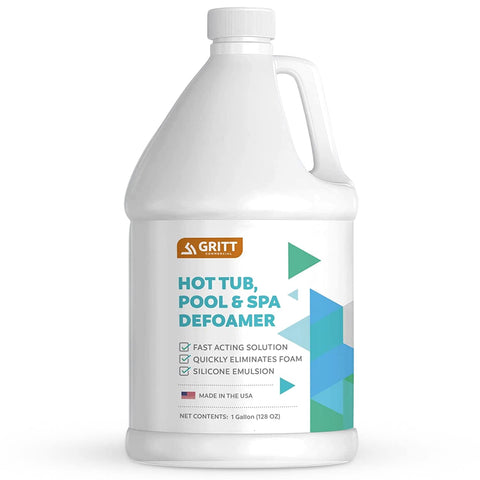 GRITT COMMERCIAL Defoamer bottle pour demonstrates quick application for clearer pool water.