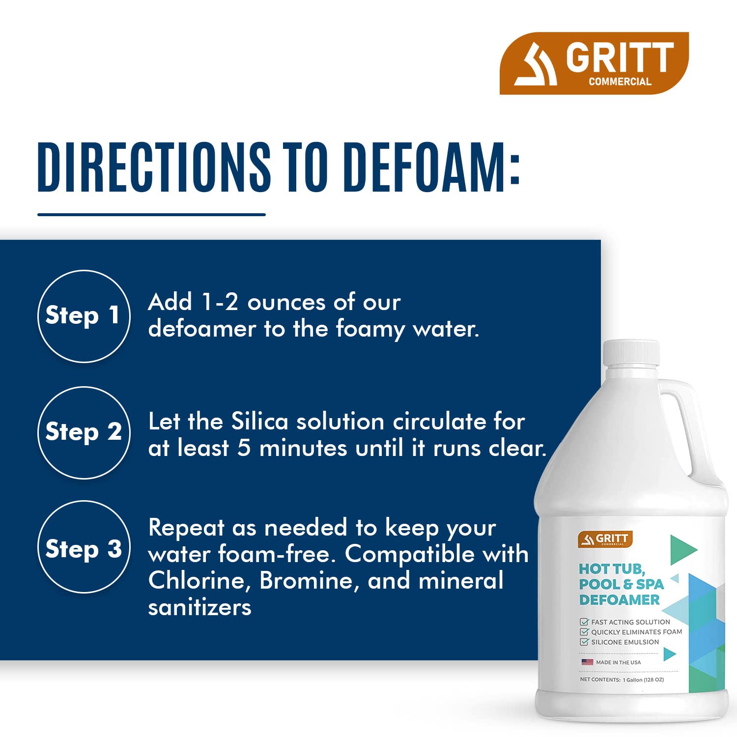 GRITT COMMERCIAL Safe formula label highlights odorless, non-toxic performance.