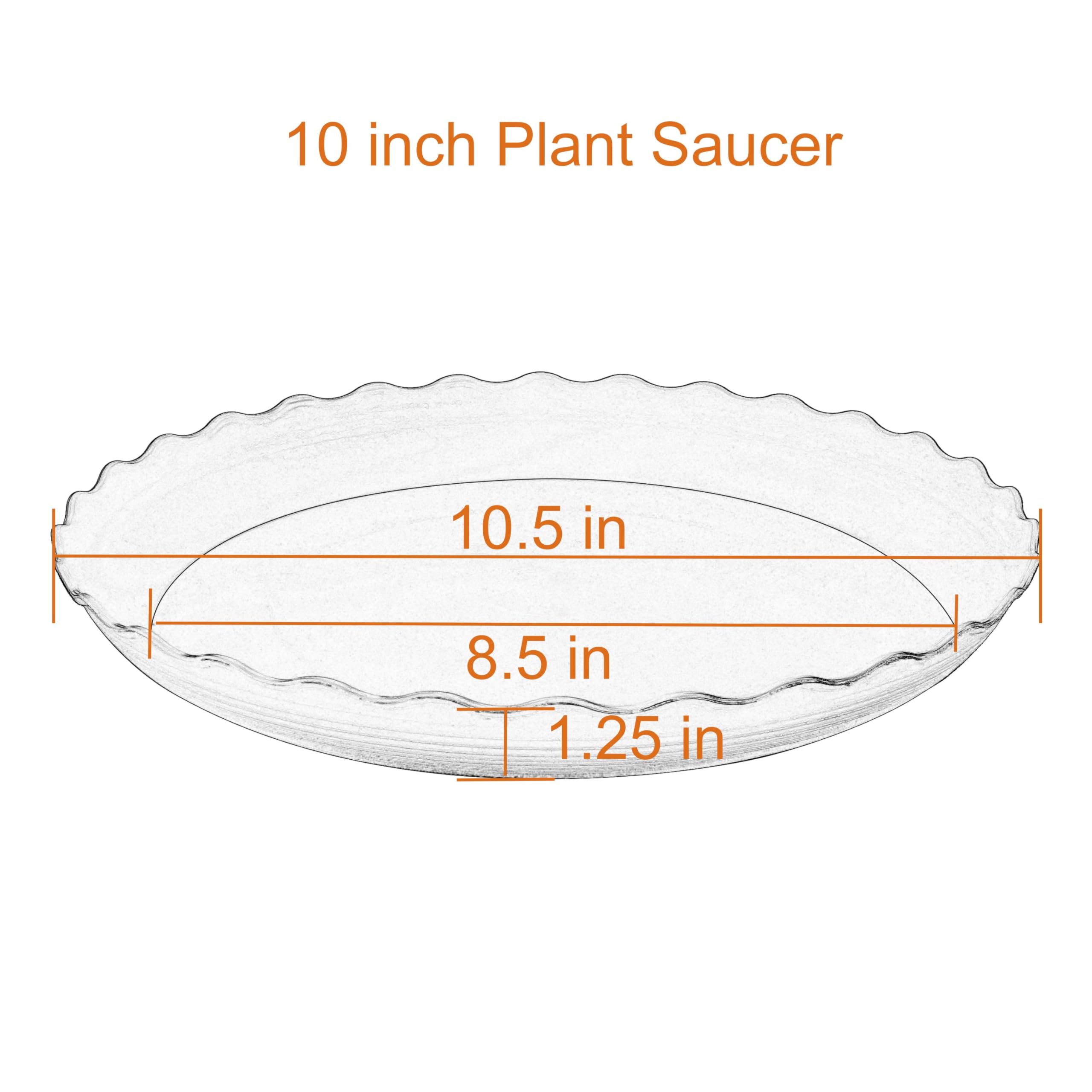 Grjoprt 10-inch saucer side view highlights durable edge for spill containment.