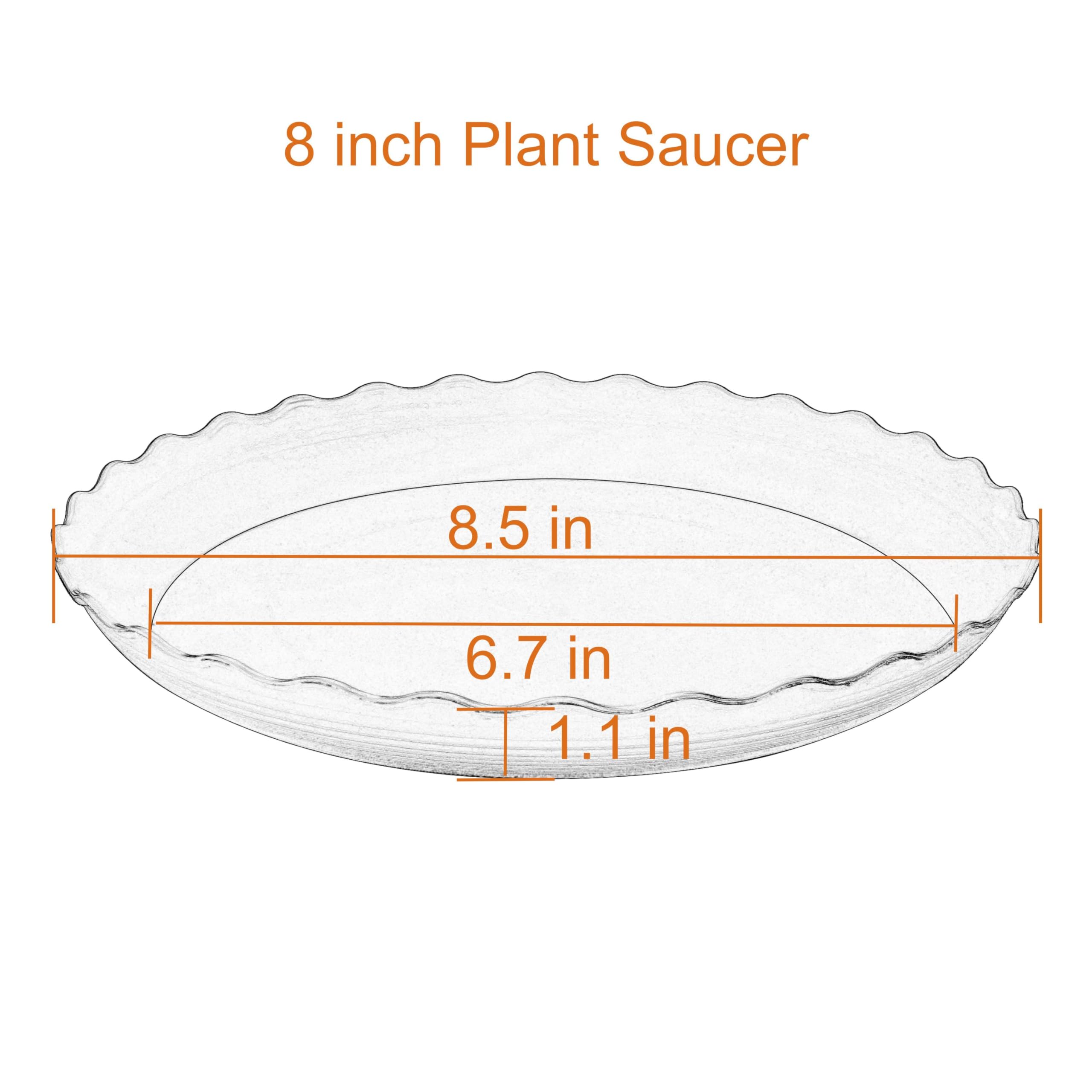 Grjoprt 8-inch plant saucer side view versatile tray for indoor and outdoor plants.