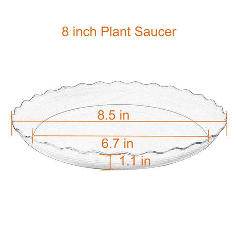 Grjoprt 8-inch plant saucer side view versatile tray for indoor and outdoor plants.