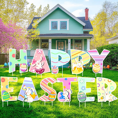 GRMIKBU cute Easter yard sign eggs brighten outdoor decor for Easter gatherings