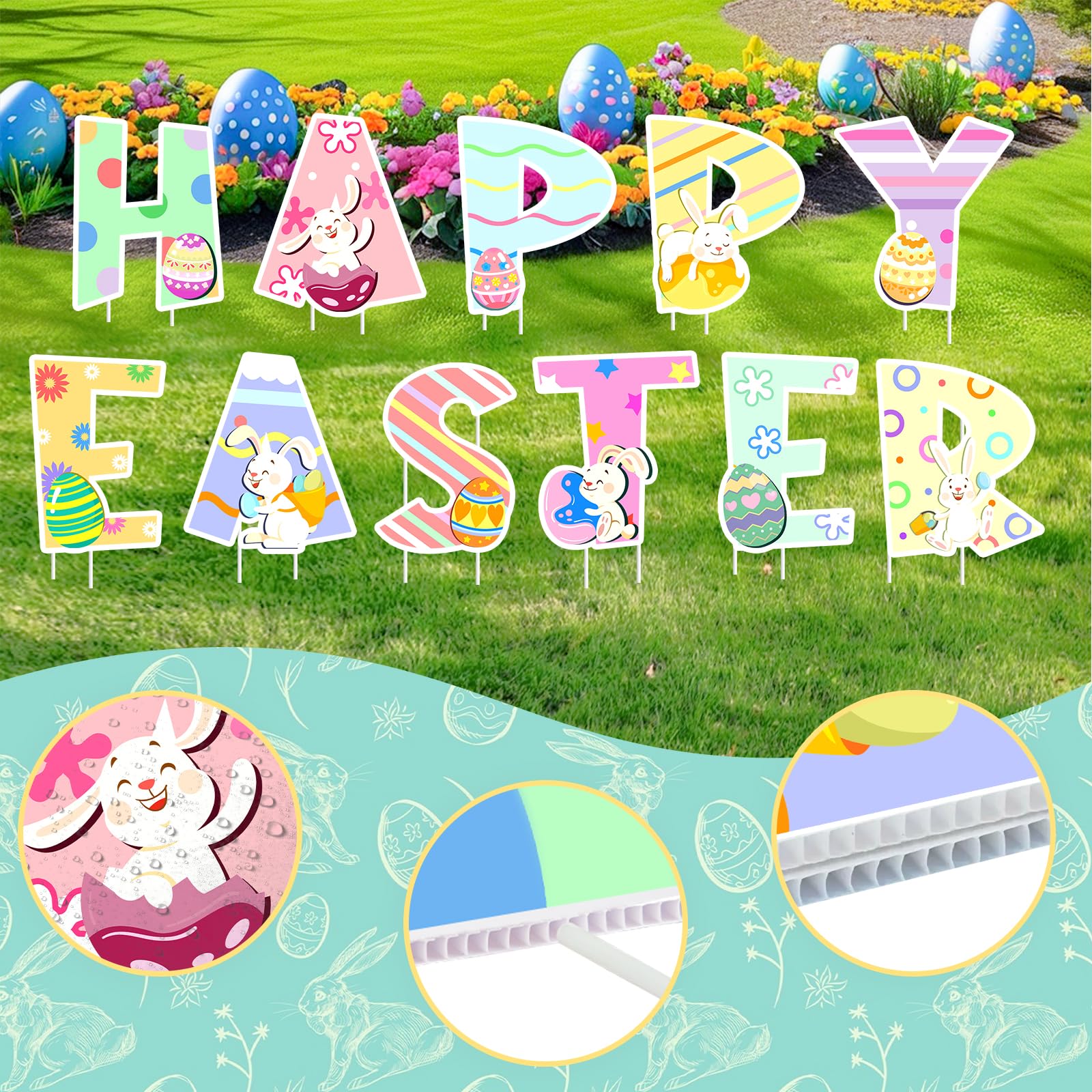 GRMIKBU pastel Easter signs enhance church grounds and home gardens