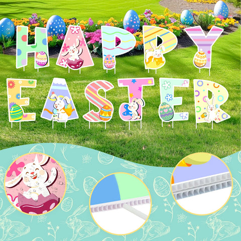 GRMIKBU pastel Easter signs enhance church grounds and home gardens
