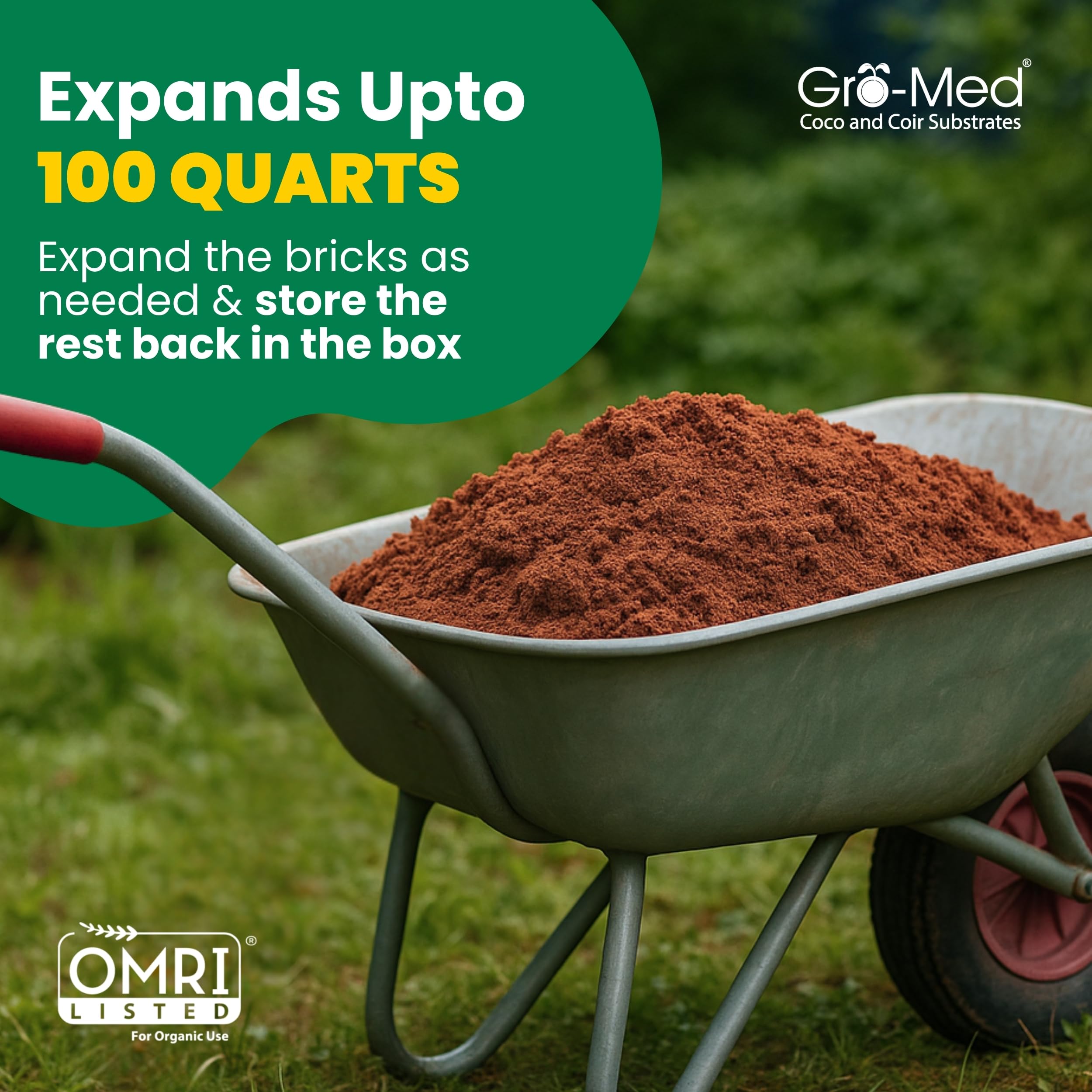Gro-Med coco bricks enhance drainage and root aeration for healthy plants.