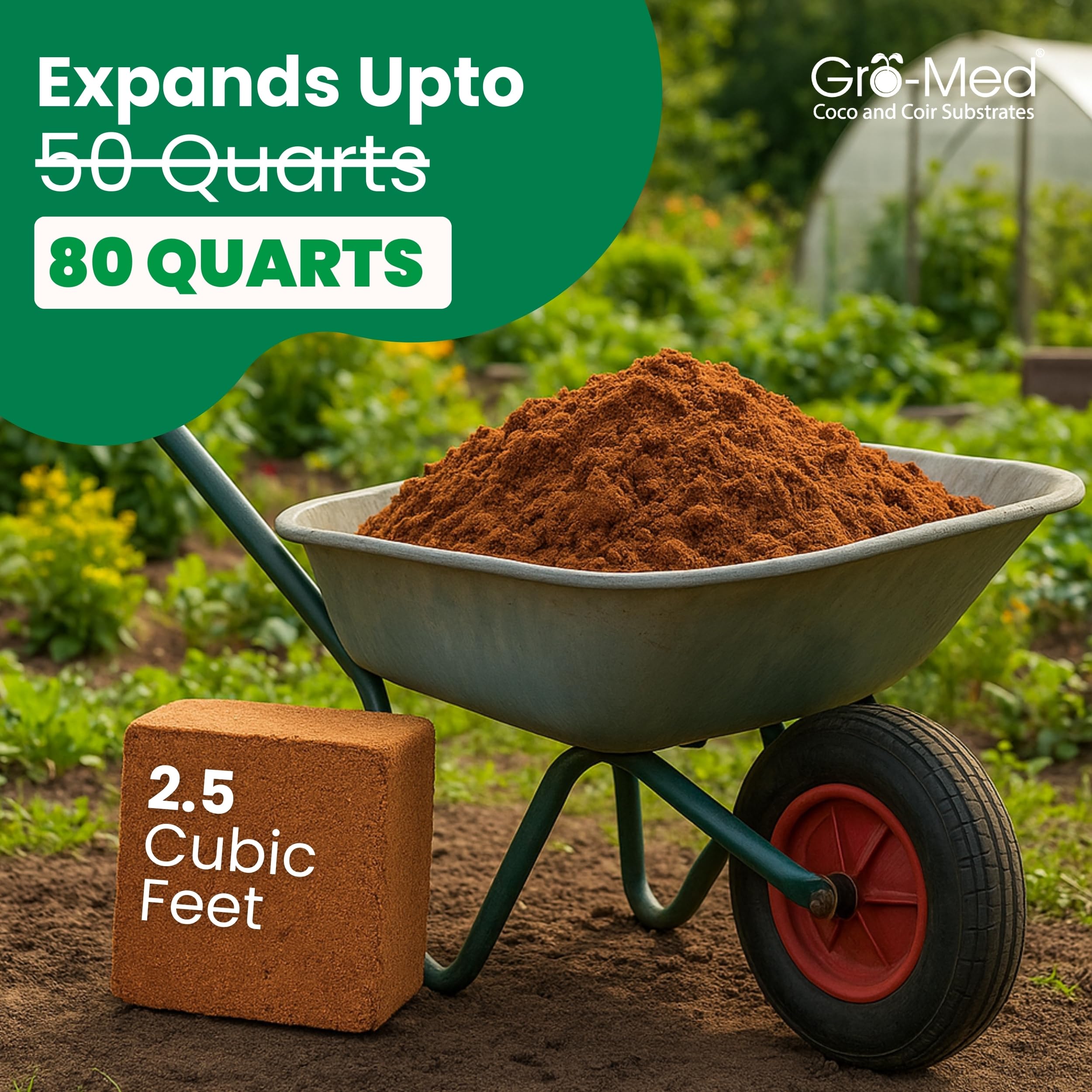 Gro-Med Coco Coir Brick supports lawn and landscaping with moisture-rich base.