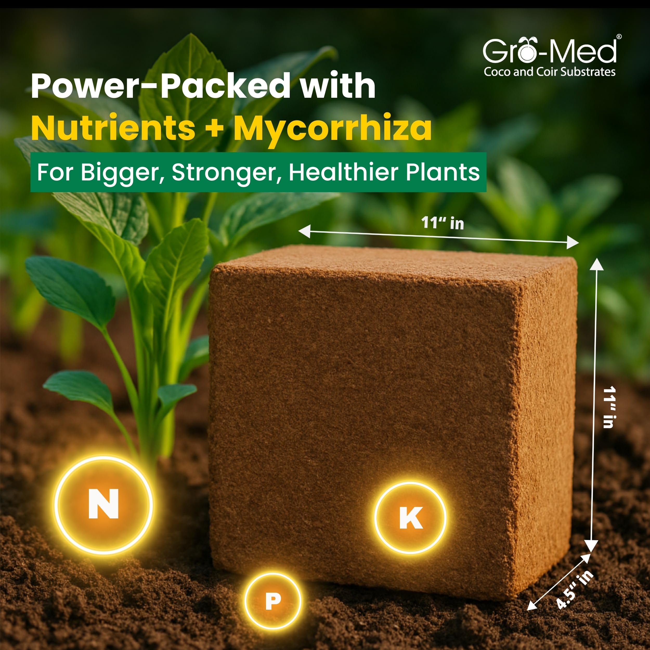 Gro-Med Coco Coir Brick suited for vegetables and herbs with healthy roots in mind.