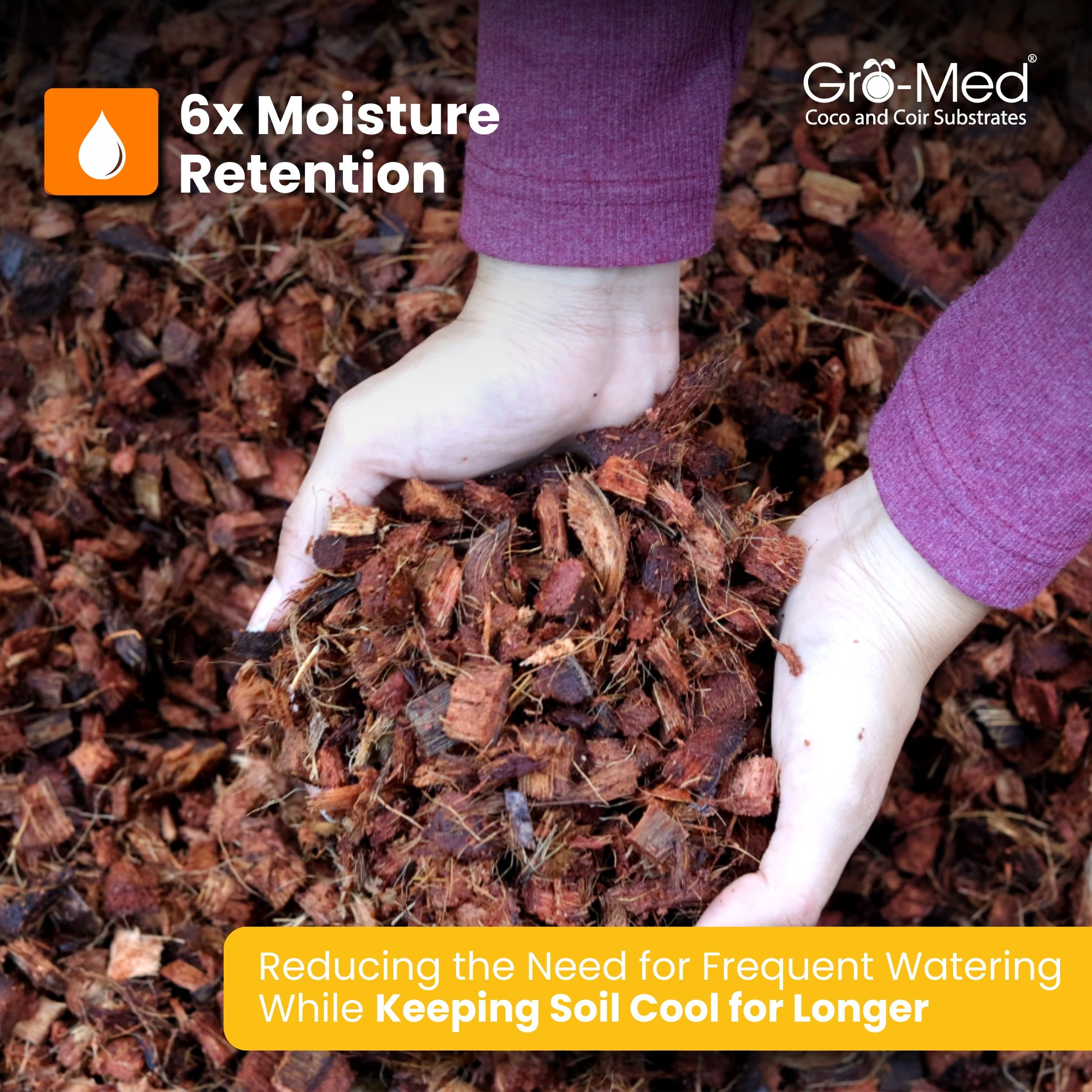 Gro-Med Coco Husk Chips Brick improving root aeration and drainage in soil