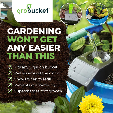 GroBucket complete watering set includes inserts, tubes, and indicators