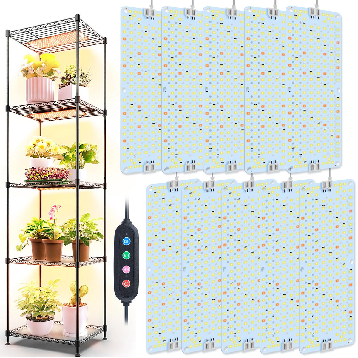 GroCruiser 10Panel grow light close-up highlighting full-spectrum LEDs for indoor plant growth.