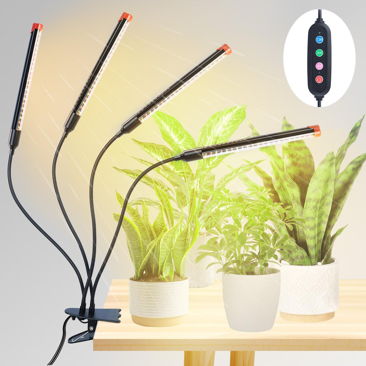 GroCruiser 4Head clip light for indoor plants provides bright, even coverage