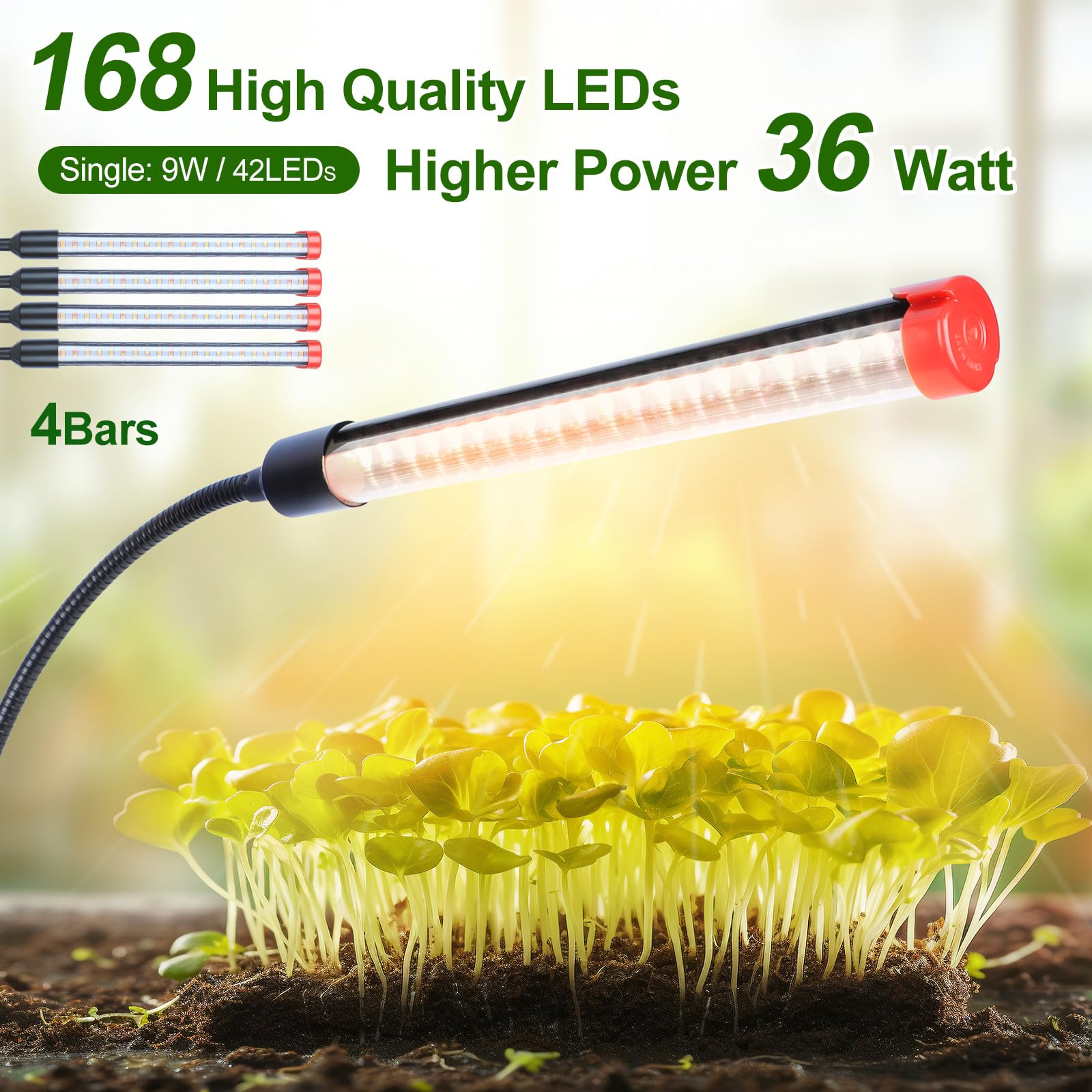 GroCruiser 4Head grow light with 60-degree spotlight focused on target plants