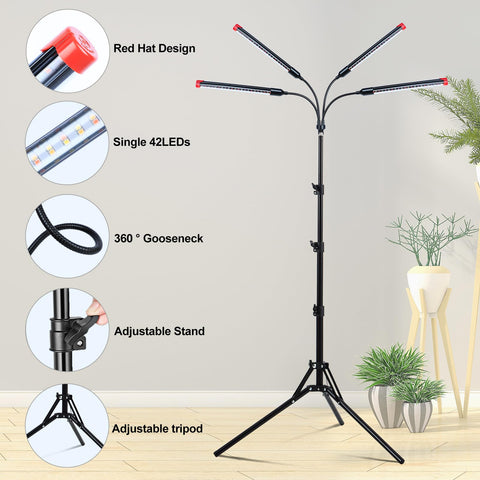 GroCruiser 4Head grow light illuminating indoor plants on a shelf
