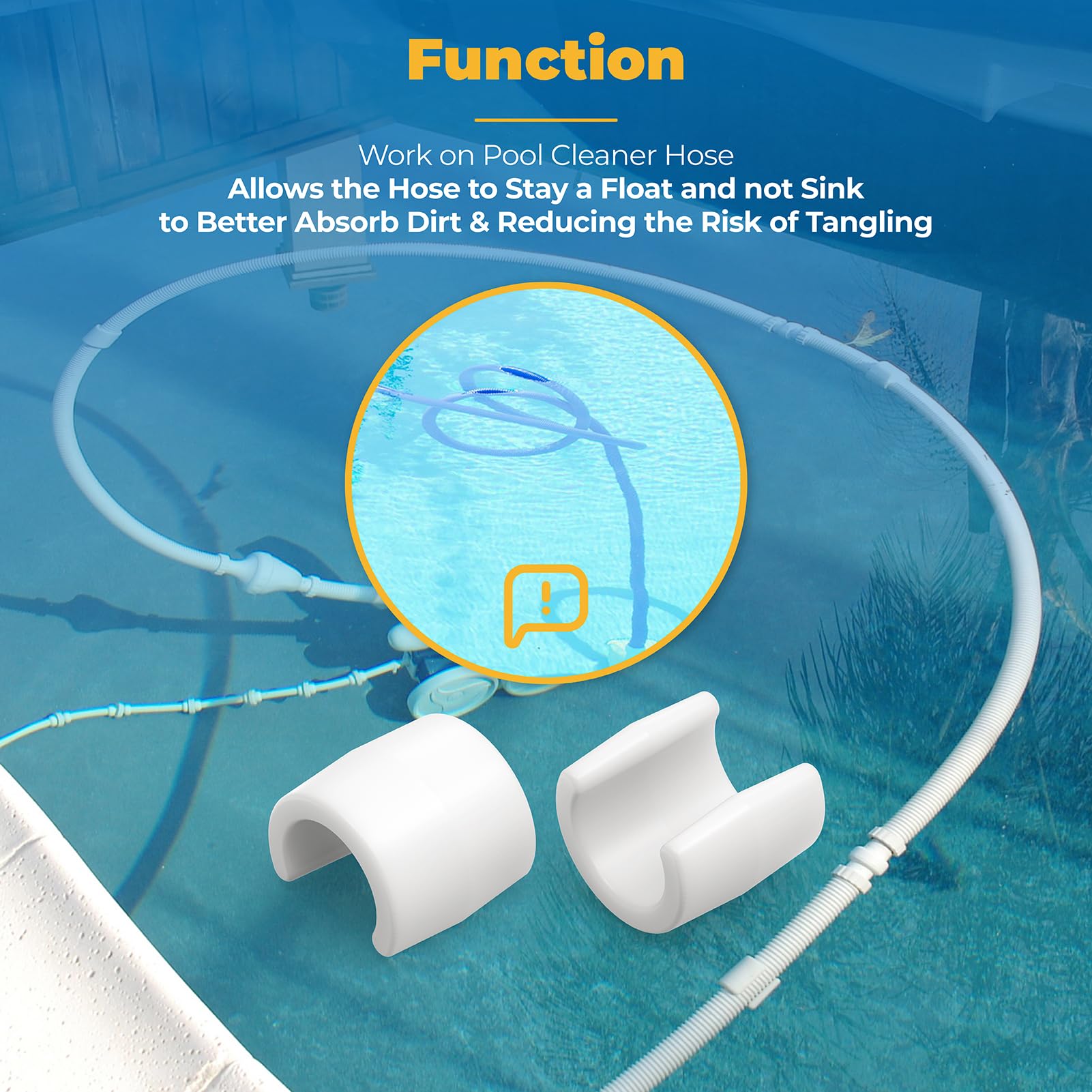GRONGU anti-tangle float reduces hose snags during cleaning
