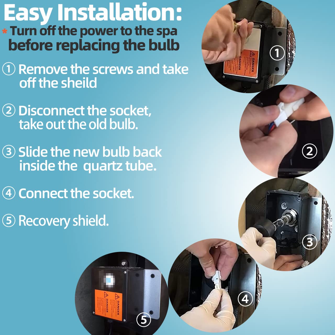 GRONGU replacement bulb 6472-841 for Jacuzzi/Sundance; shows easy swap-in fit.