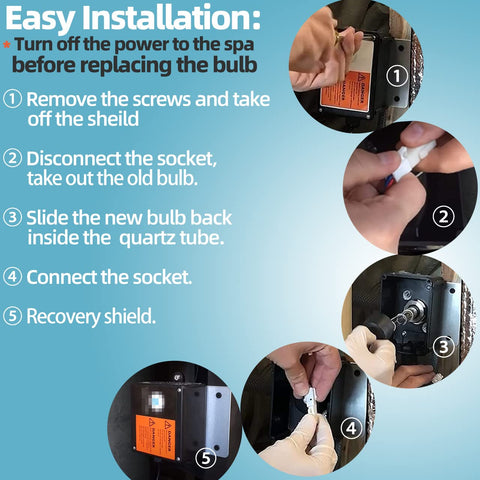 GRONGU replacement bulb 6472-841 for Jacuzzi/Sundance; shows easy swap-in fit.