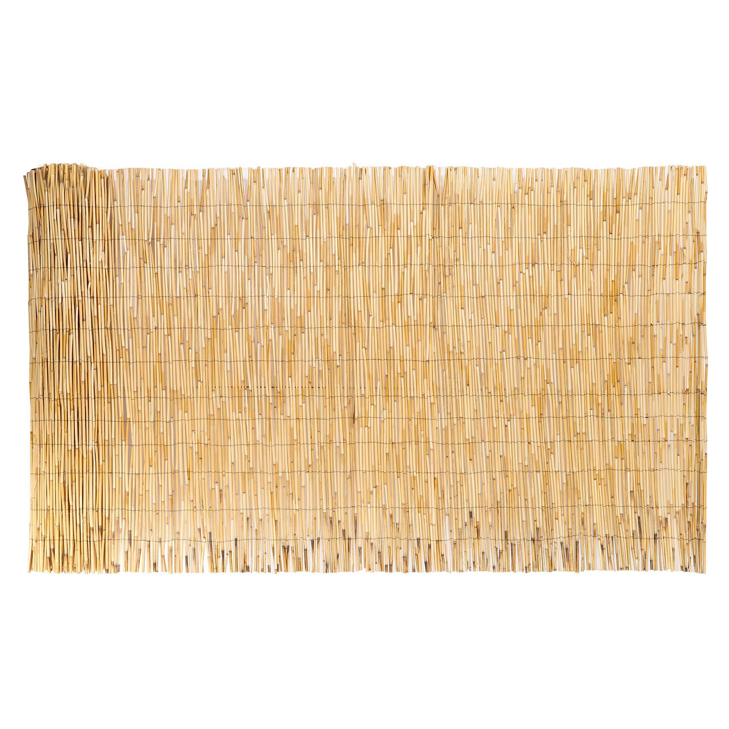 Groovboo natural reed fence panel for outdoor privacy and breathable shade.