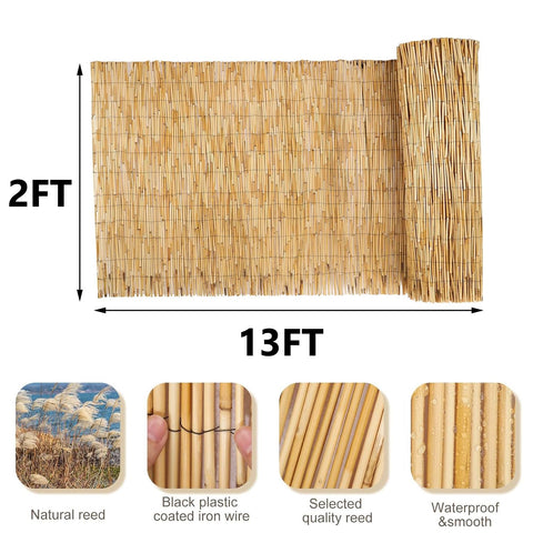 Groovboo outdoor privacy screen reed panel enhances garden aesthetics.