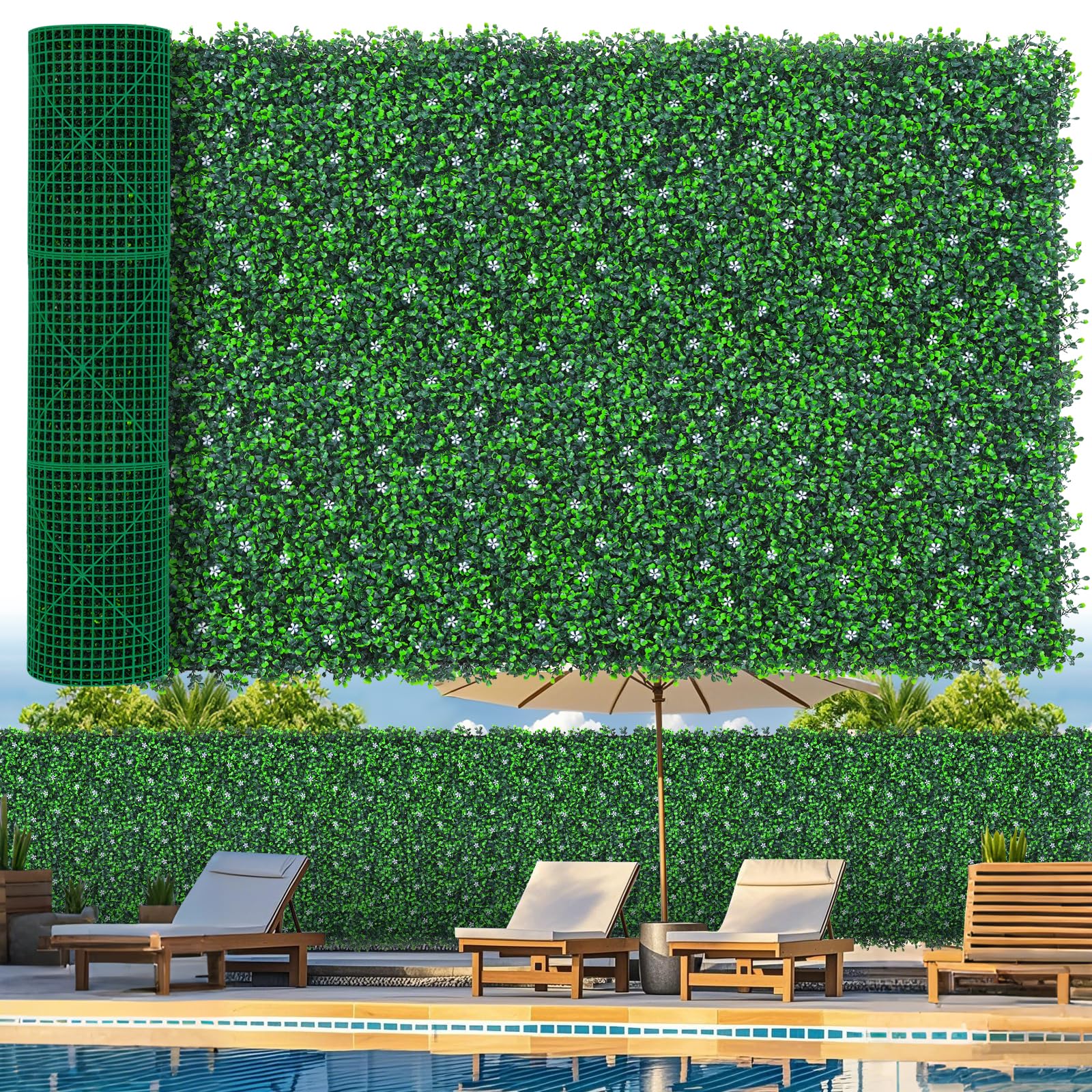 Grooy boxwood roll panel provides instant privacy and lush coverage.