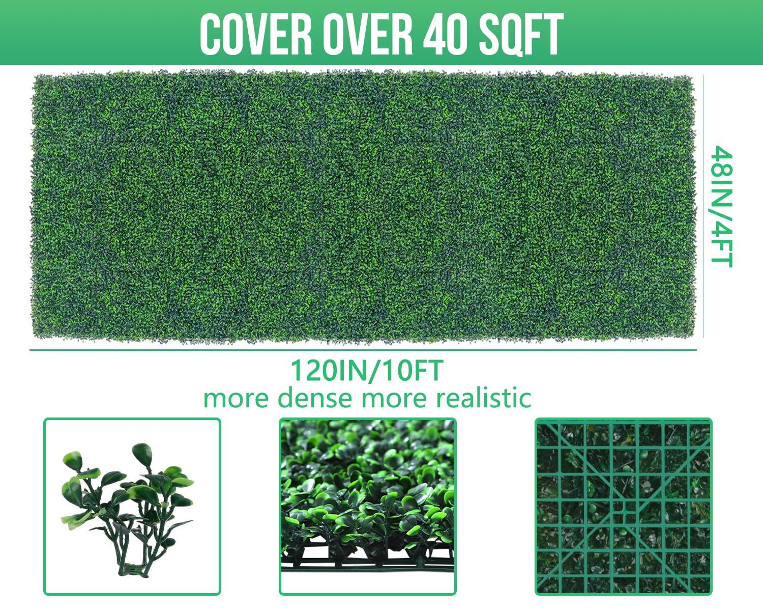 Grooy Boxwood Roll Panel's lifelike leaves create a natural-looking wall.