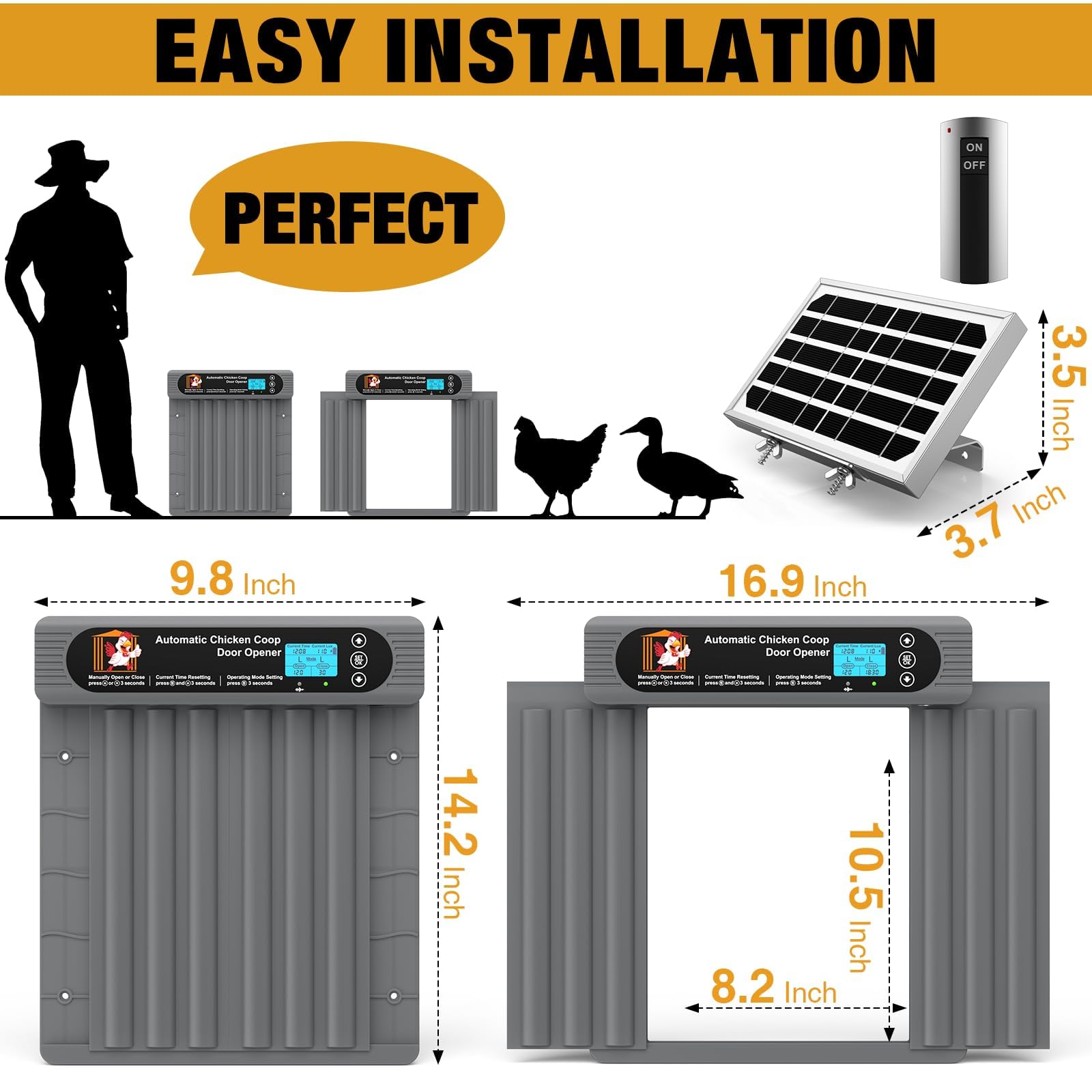 GROPOW remote control enables convenient door operation from a distance.