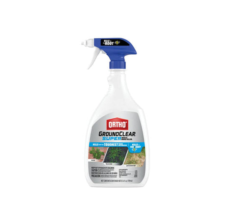 Groundclear Ortho bottle front view showing the weed killer for quick control.