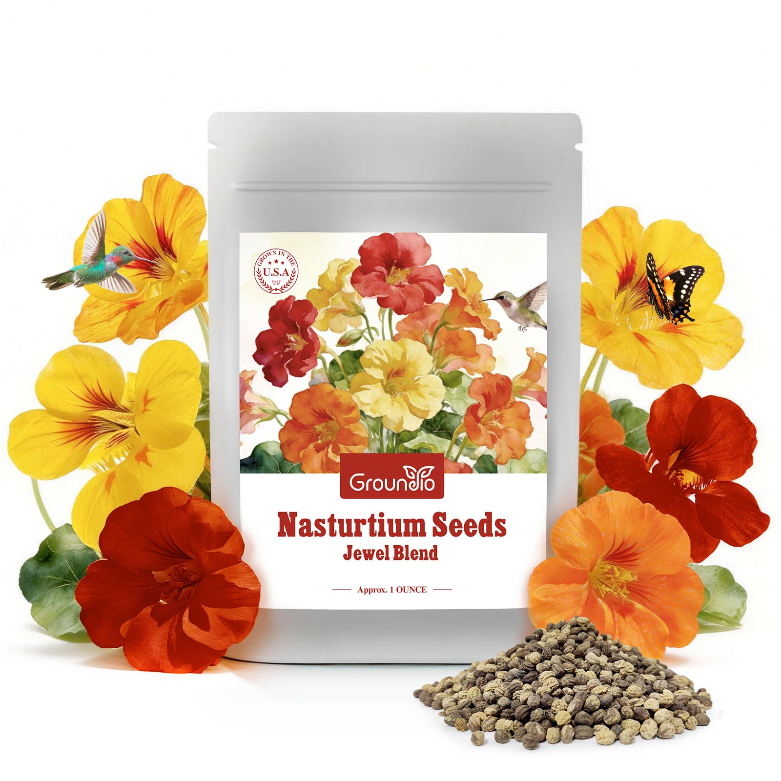 Groundio nasturtium orange flower bloom ideal for salads and color