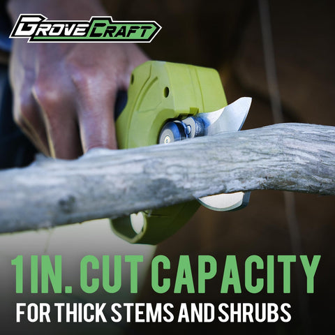 GroveCraft built-in blade lubrication ensures smooth cuts and blade longevity.