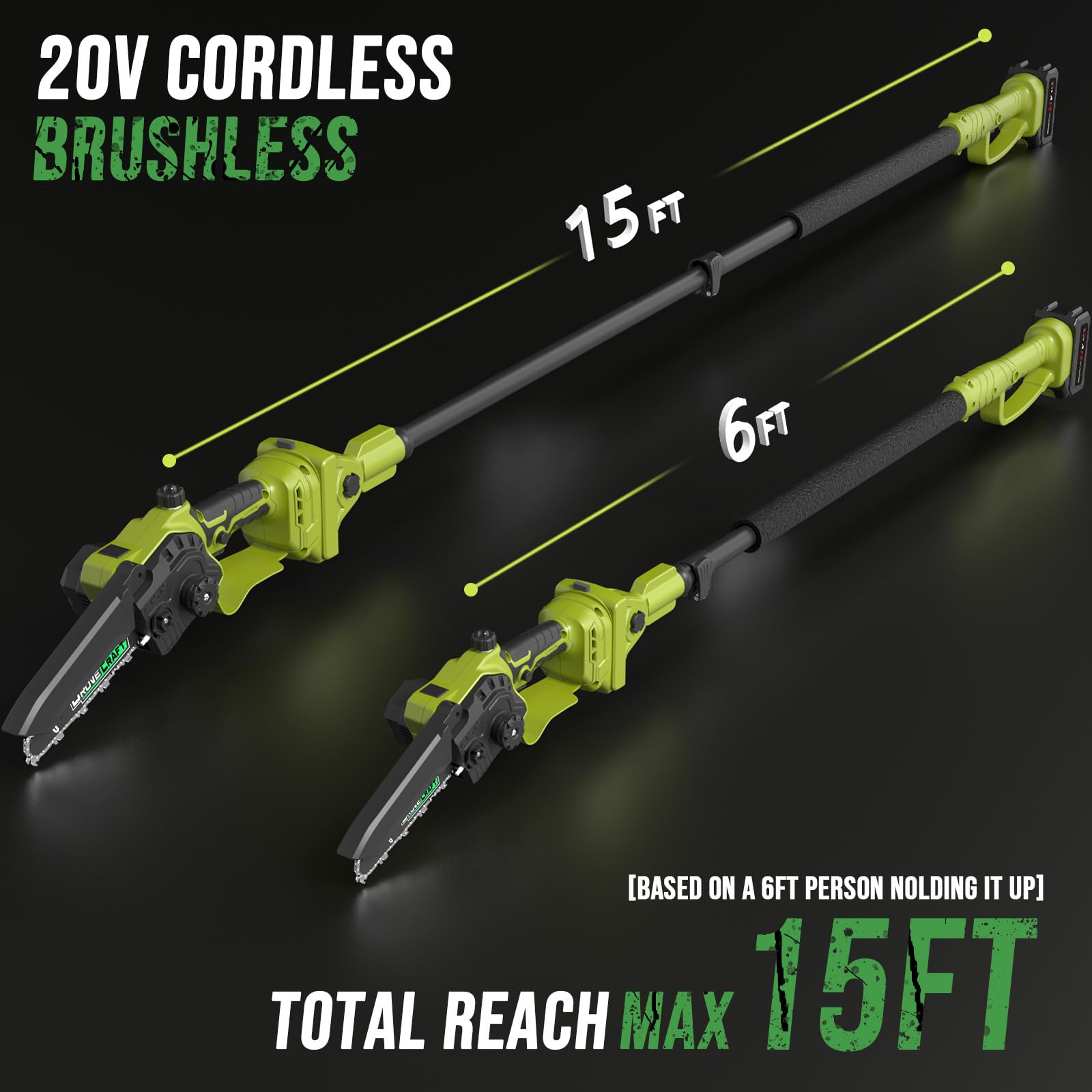 Grovecraft mini chainsaw for precise ground-level cuts and quick wood prep.