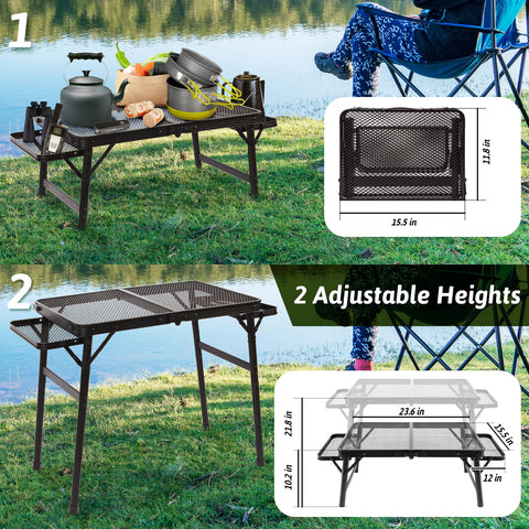 Grovind table in a beach setup ready for grilling.