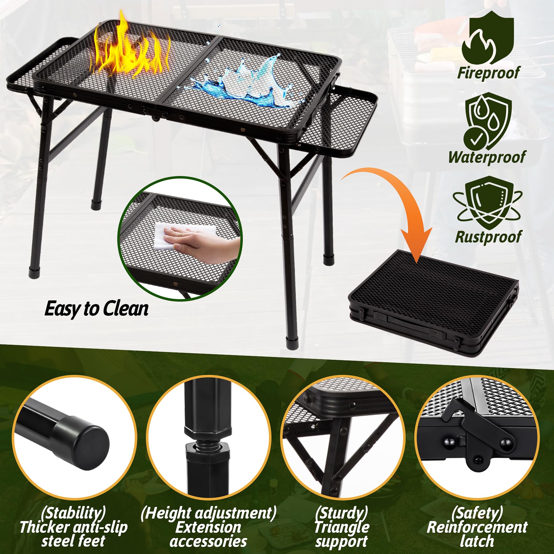 Grovind table folded into a compact carrying bag.
