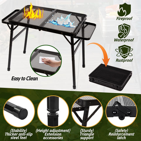 Grovind table folded into a compact carrying bag.