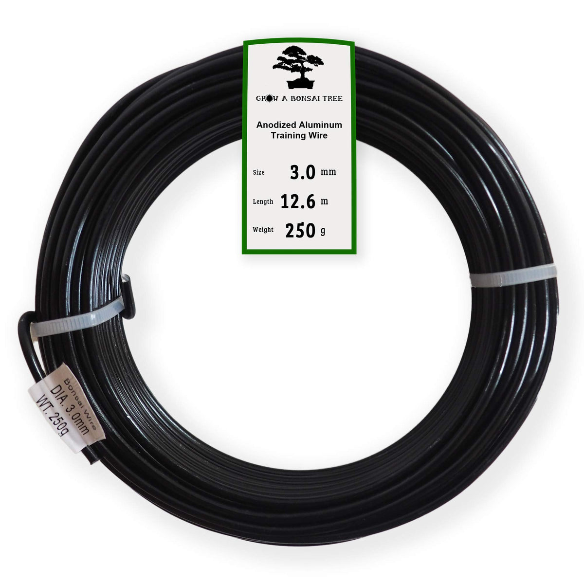 Grow A Bonsai Tree anodized wire 3.0mm black roll, ideal for shaping larger branches.