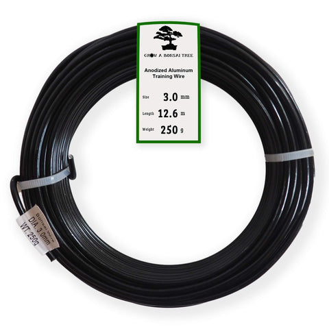 Grow A Bonsai Tree anodized wire 3.0mm black roll, ideal for shaping larger branches.