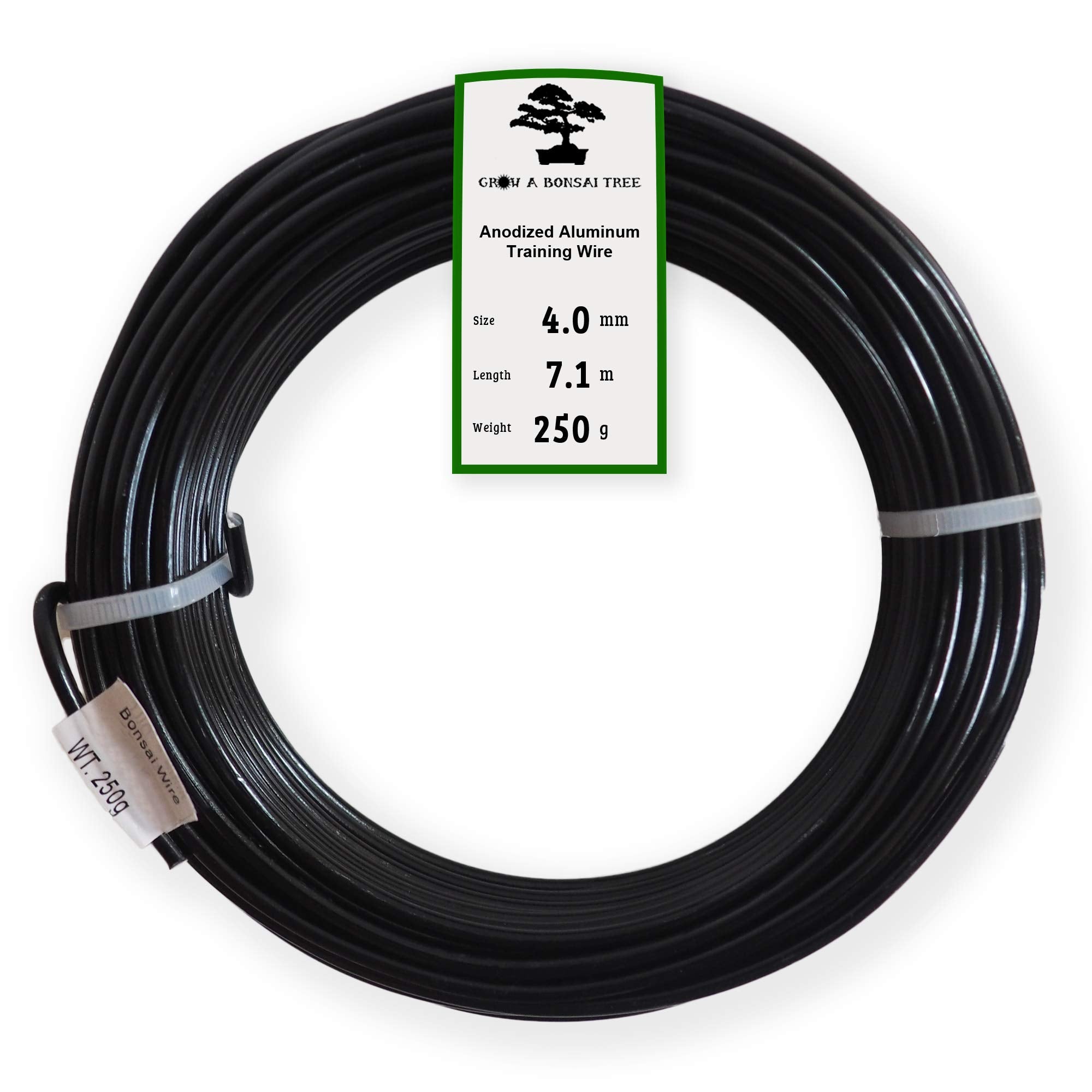 Grow A Bonsai Tree anodized 4mm black wire spool for secure branch shaping.